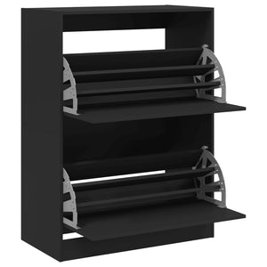 vidaXL Shoe Cabinet with 2 Flip-Drawers Black 80x42x108 cm