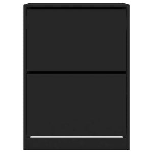 vidaXL Shoe Cabinet with 2 Flip-Drawers Black 80x42x108 cm