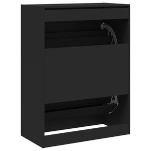 vidaXL Shoe Cabinet with 2 Flip-Drawers Black 80x42x108 cm