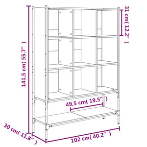 vidaXL Bookcase Sonoma Oak 102x30x141.5 cm Engineered Wood