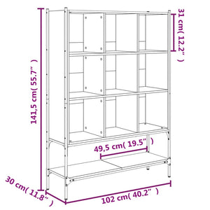 vidaXL Bookcase Grey Sonoma 102x30x141.5 cm Engineered Wood