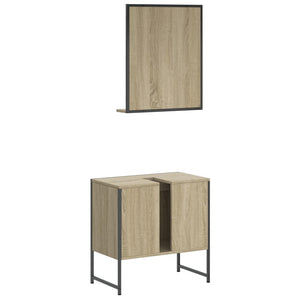 vidaXL 2 Piece Bathroom Cabinet Set Sonoma Oak Engineered Wood