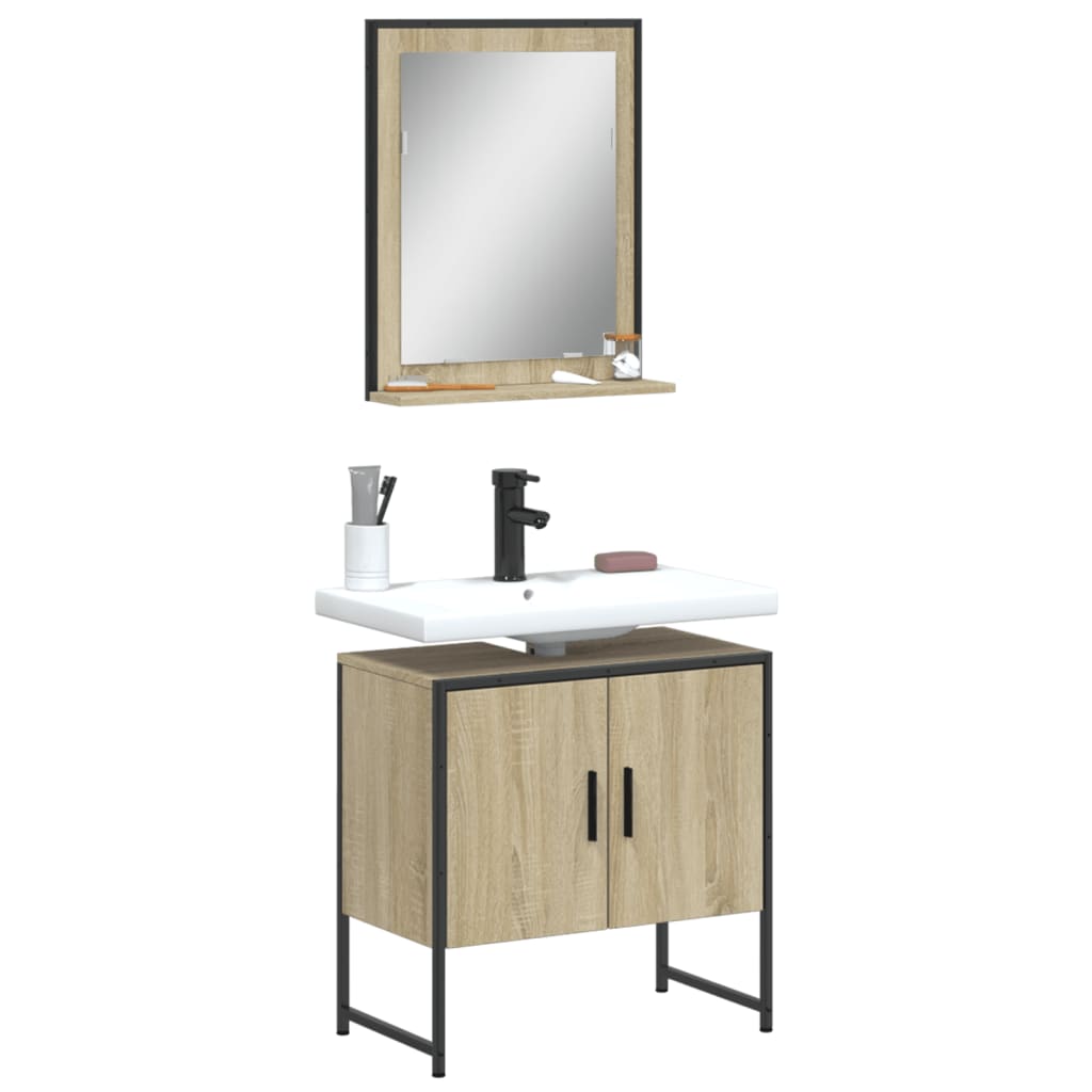 vidaXL 2 Piece Bathroom Cabinet Set Sonoma Oak Engineered Wood