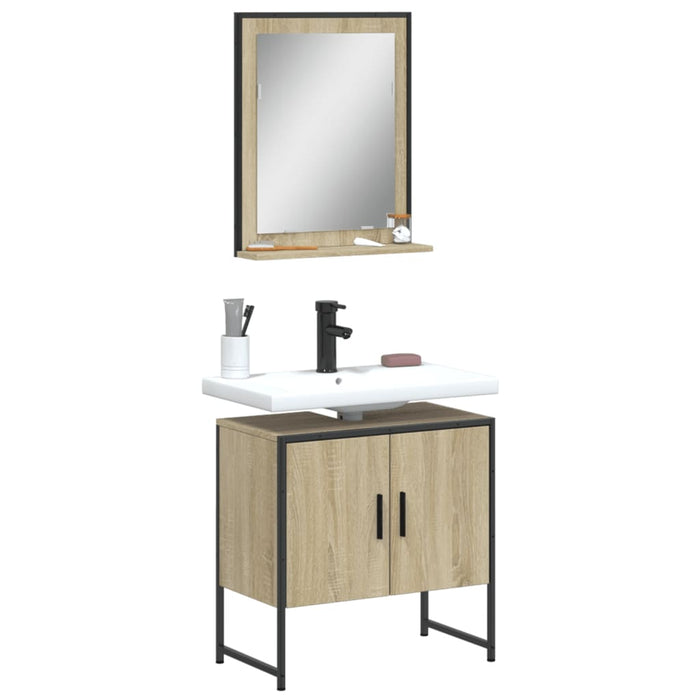 vidaXL 2 Piece Bathroom Cabinet Set Sonoma Oak Engineered Wood