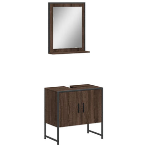 vidaXL 2 Piece Bathroom Cabinet Set Brown Oak Engineered Wood