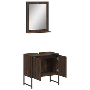 vidaXL 2 Piece Bathroom Cabinet Set Brown Oak Engineered Wood