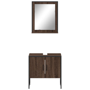 vidaXL 2 Piece Bathroom Cabinet Set Brown Oak Engineered Wood