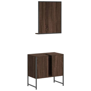 vidaXL 2 Piece Bathroom Cabinet Set Brown Oak Engineered Wood