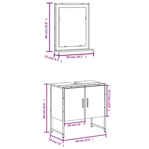 vidaXL 2 Piece Bathroom Cabinet Set Brown Oak Engineered Wood