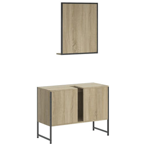 vidaXL 2 Piece Bathroom Cabinet Set Sonoma Oak Engineered Wood