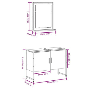 vidaXL 2 Piece Bathroom Cabinet Set Sonoma Oak Engineered Wood