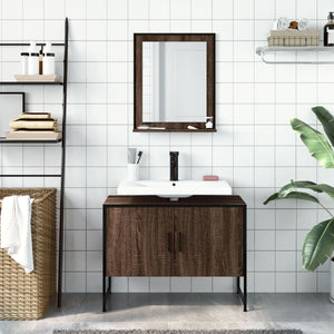 vidaXL 2 Piece Bathroom Cabinet Set Brown Oak Engineered Wood