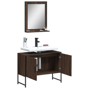 vidaXL 2 Piece Bathroom Cabinet Set Brown Oak Engineered Wood