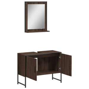 vidaXL 2 Piece Bathroom Cabinet Set Brown Oak Engineered Wood