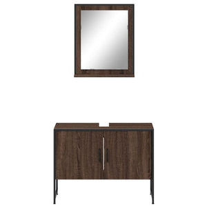 vidaXL 2 Piece Bathroom Cabinet Set Brown Oak Engineered Wood