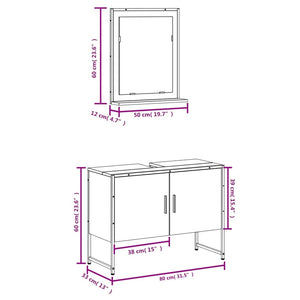 vidaXL 2 Piece Bathroom Cabinet Set Brown Oak Engineered Wood