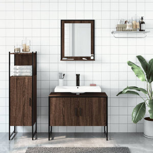 vidaXL 3 Piece Bathroom Cabinet Set Brown Oak Engineered Wood