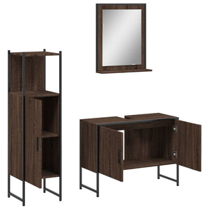 vidaXL 3 Piece Bathroom Cabinet Set Brown Oak Engineered Wood