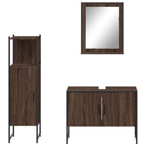 vidaXL 3 Piece Bathroom Cabinet Set Brown Oak Engineered Wood