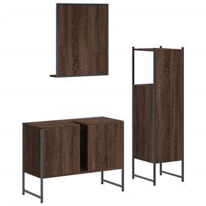 vidaXL 3 Piece Bathroom Cabinet Set Brown Oak Engineered Wood