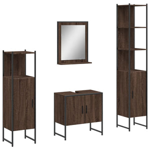 vidaXL 4 Piece Bathroom Cabinet Set Brown Oak Engineered Wood