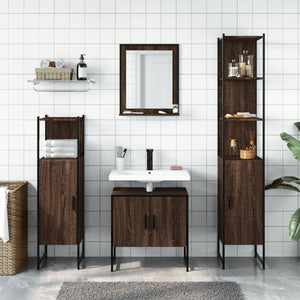 vidaXL 4 Piece Bathroom Cabinet Set Brown Oak Engineered Wood