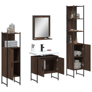 vidaXL 4 Piece Bathroom Cabinet Set Brown Oak Engineered Wood