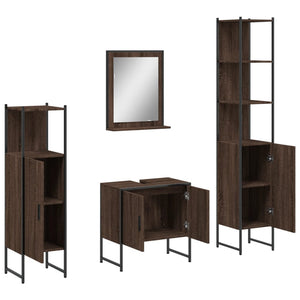 vidaXL 4 Piece Bathroom Cabinet Set Brown Oak Engineered Wood