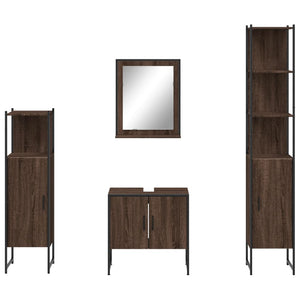 vidaXL 4 Piece Bathroom Cabinet Set Brown Oak Engineered Wood