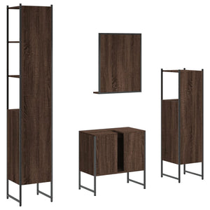 vidaXL 4 Piece Bathroom Cabinet Set Brown Oak Engineered Wood