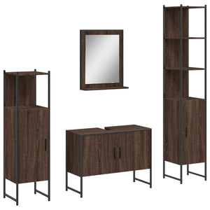 vidaXL 4 Piece Bathroom Cabinet Set Brown Oak Engineered Wood