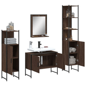 vidaXL 4 Piece Bathroom Cabinet Set Brown Oak Engineered Wood