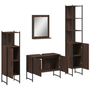 vidaXL 4 Piece Bathroom Cabinet Set Brown Oak Engineered Wood