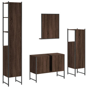 vidaXL 4 Piece Bathroom Cabinet Set Brown Oak Engineered Wood