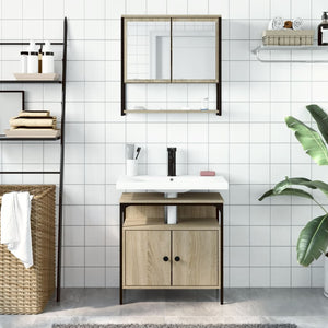 vidaXL 2 Piece Bathroom Furniture Set Sonoma Oak Engineered Wood