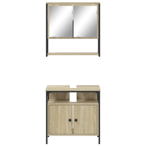 vidaXL 2 Piece Bathroom Furniture Set Sonoma Oak Engineered Wood