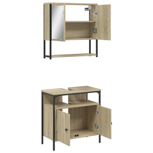 vidaXL 2 Piece Bathroom Furniture Set Sonoma Oak Engineered Wood