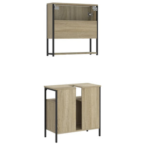 vidaXL 2 Piece Bathroom Furniture Set Sonoma Oak Engineered Wood