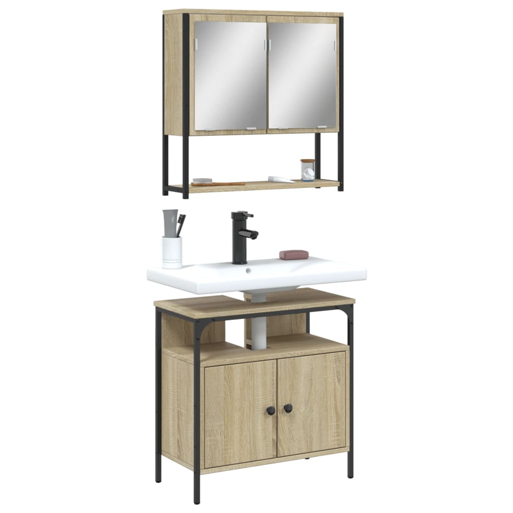 vidaXL 2 Piece Bathroom Furniture Set Sonoma Oak Engineered Wood