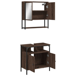 vidaXL 2 Piece Bathroom Furniture Set Brown Oak Engineered Wood