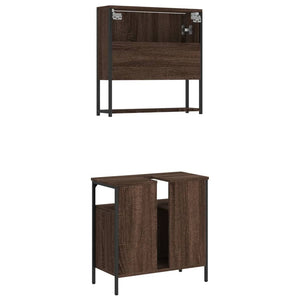 vidaXL 2 Piece Bathroom Furniture Set Brown Oak Engineered Wood