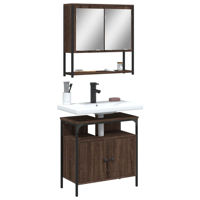 vidaXL 2 Piece Bathroom Furniture Set Brown Oak Engineered Wood