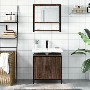 vidaXL 2 Piece Bathroom Furniture Set Brown Oak Engineered Wood