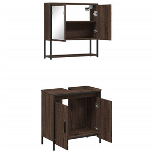 vidaXL 2 Piece Bathroom Furniture Set Brown Oak Engineered Wood