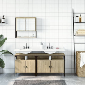 vidaXL 3 Piece Bathroom Furniture Set Sonoma Oak Engineered Wood