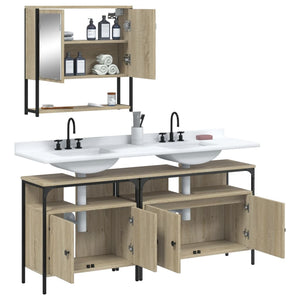 vidaXL 3 Piece Bathroom Furniture Set Sonoma Oak Engineered Wood