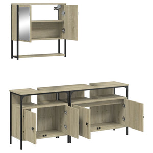 vidaXL 3 Piece Bathroom Furniture Set Sonoma Oak Engineered Wood