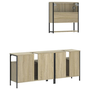 vidaXL 3 Piece Bathroom Furniture Set Sonoma Oak Engineered Wood