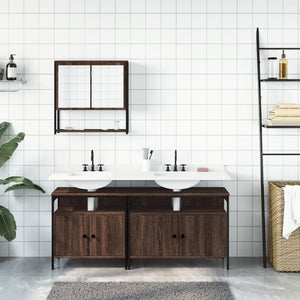 vidaXL 3 Piece Bathroom Furniture Set Brown Oak Engineered Wood