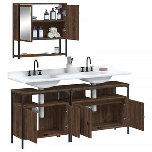 vidaXL 3 Piece Bathroom Furniture Set Brown Oak Engineered Wood